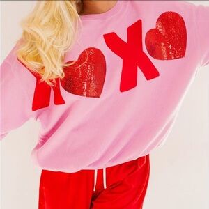 XOXO Heart Print Oversized Pullover